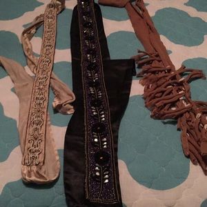 Three sash/belts used for belly dance practice